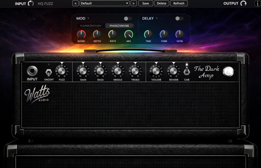 The Dark Amp guitar amp simulator plugin interface by Watts Audio